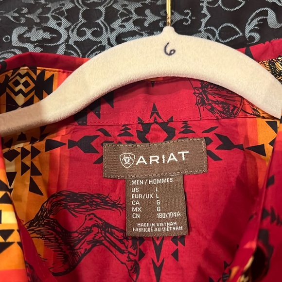 Ariat Red and Yellow Casual Button Down Shirt, size large - Picture 4 of 11